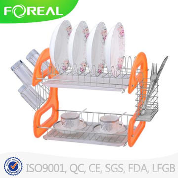 2-Tiers Metal Wire Dish Drainer with Cutlery and Mug Storage